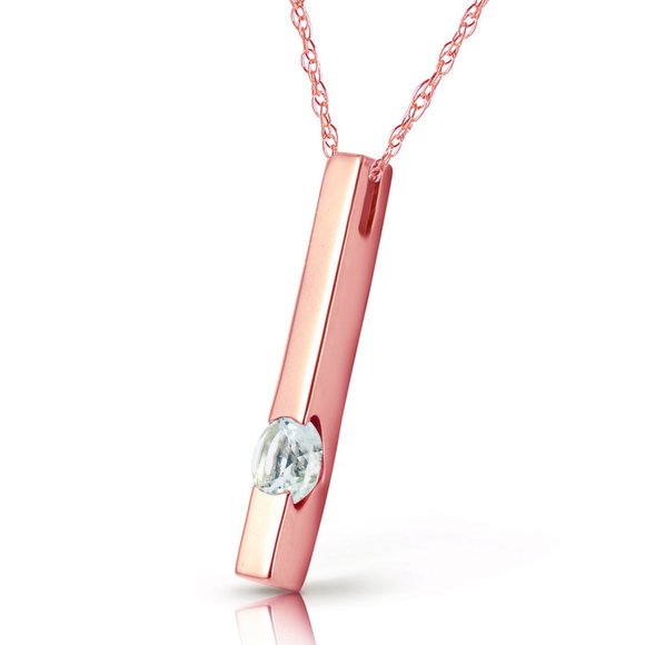 14K. SOLID GOLD NECKLACE WITH NATURAL AQUAMARINE